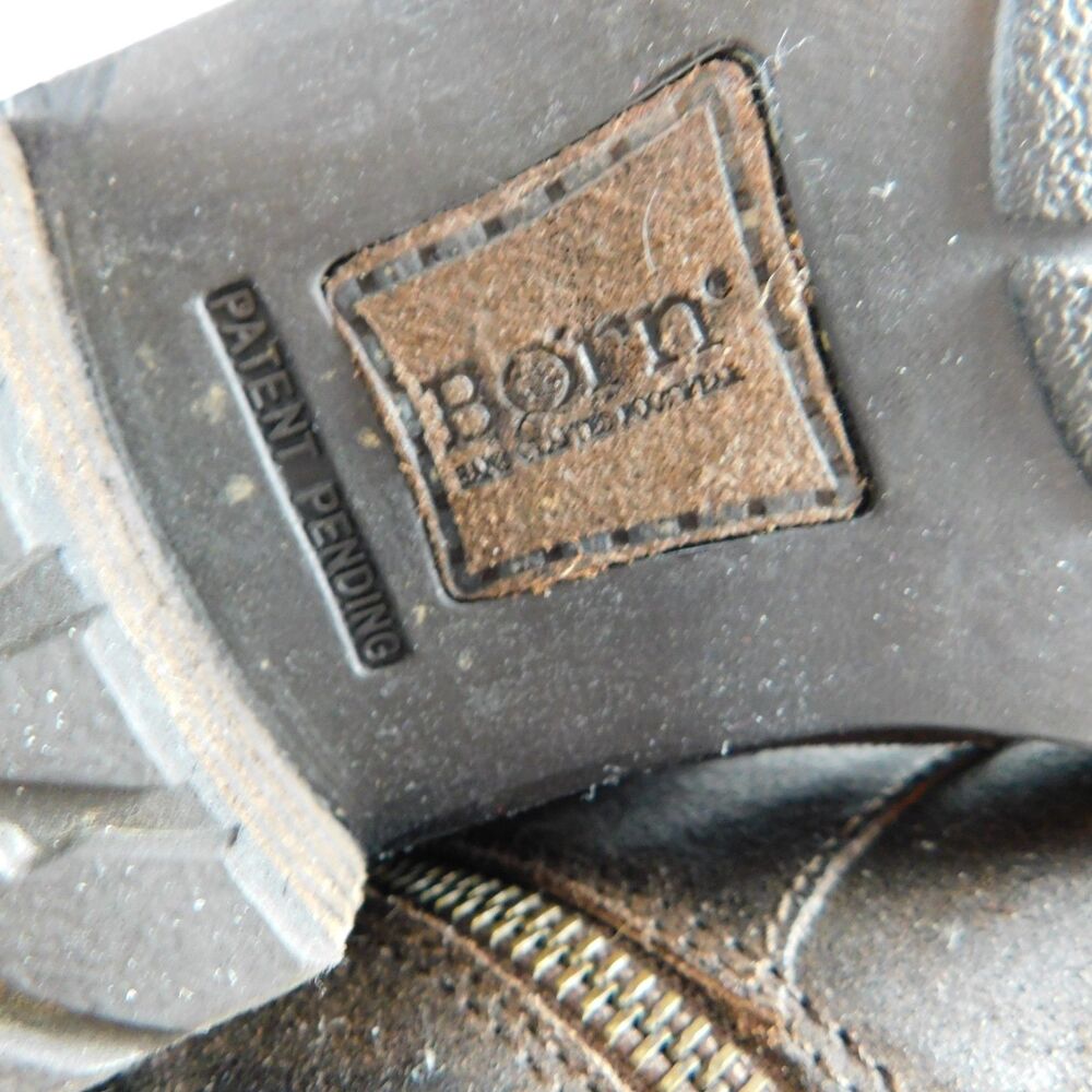 Born Brown Boots Leather Ankle Booties Size 7 Zip Lace-Up Distressed Genuine GUC - Picture 8 of 16